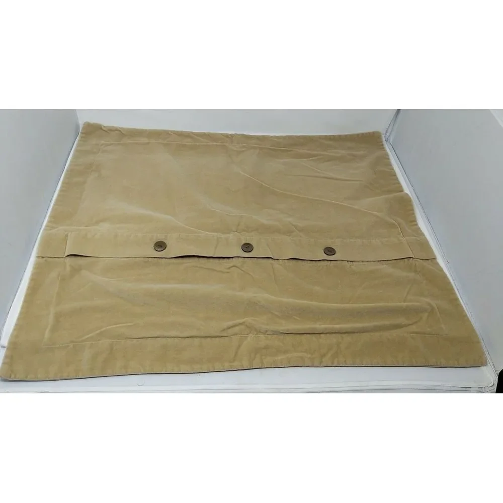 Pottery Barn Tan Velvet Felt‎ Standard Pillow Shams Button Closure 24
